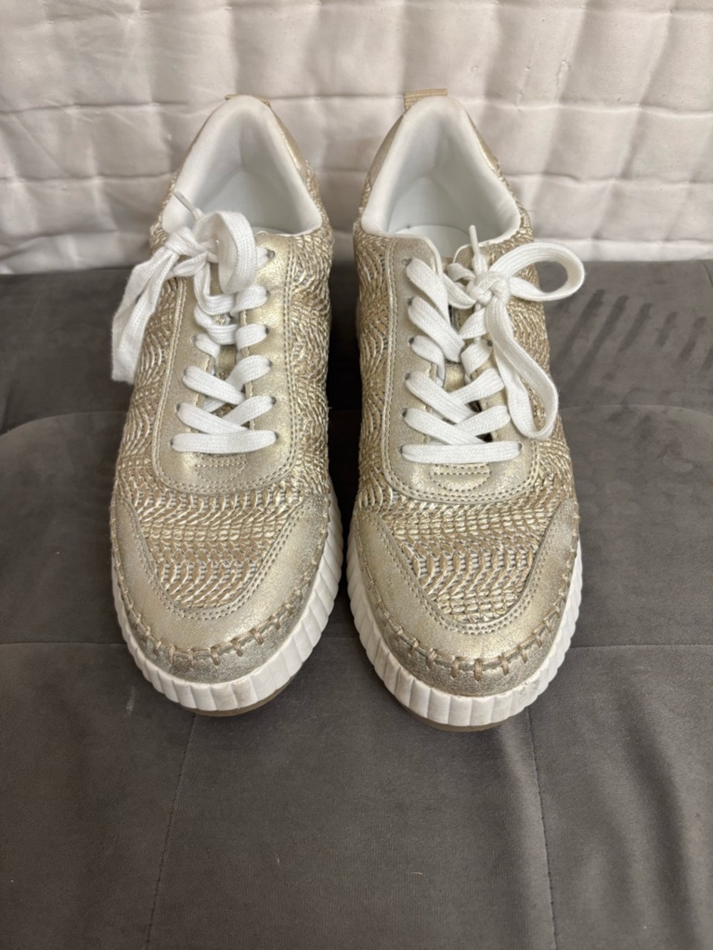 Target Women's Metallic Gold Knit Lace-Up Sneakers